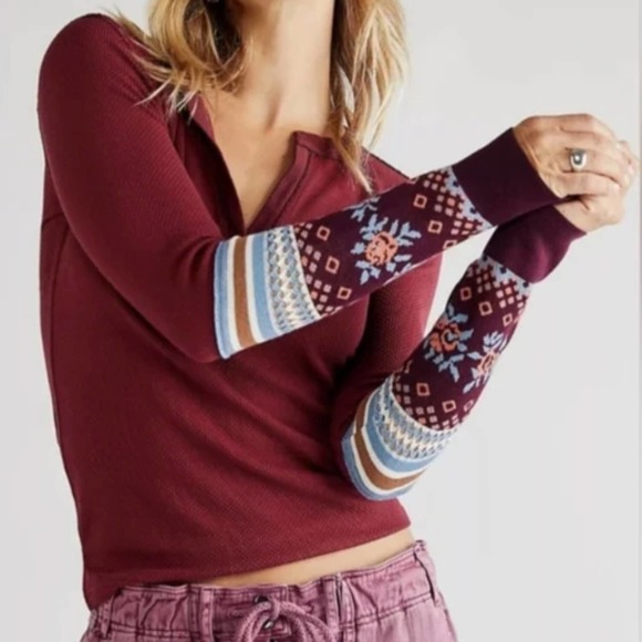 Free People Tops - Free People We the Free Mikah Layering Cuff Shirt, Size Small, NWT